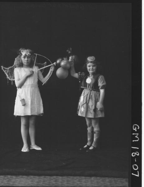 portrait of two girls in fancy dress costume F/L, 'Boyd'