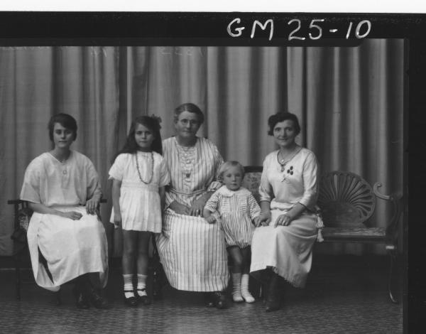 portrait of four generations, three women and two children  F/L, McDonald