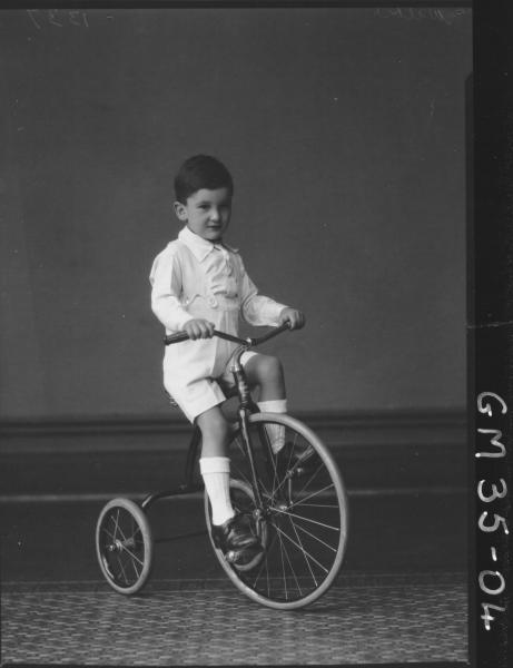 portrait of boy riding tricycle, F/L Wilkie