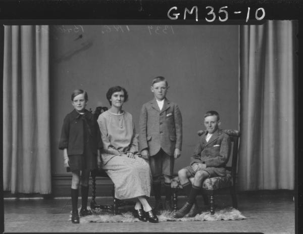 portrait of woman and three boys, Bridges