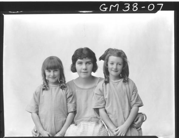 portrait of young woman and two children, H/S Brown