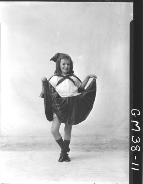 portrait of young girl in Irish dance costume, F/L Brown