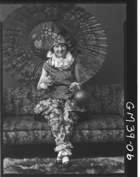 portrait of woman fancy dress clown, F/L clown Berry