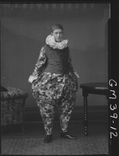 portrait of man fancy dress clown, F/L Berry