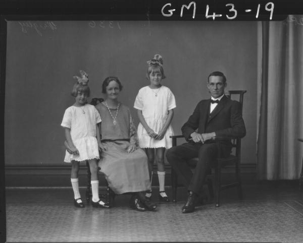 portrait of woman, man and two children, F/L Wrigley
