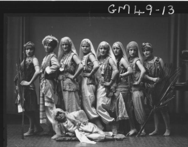 portrait of nine children in fancy dress, F/L Priest