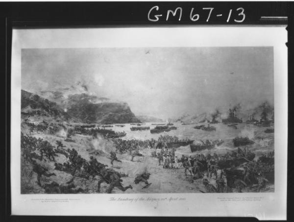 COPY OF PAINTING, LANDING AT GALLIPOLI