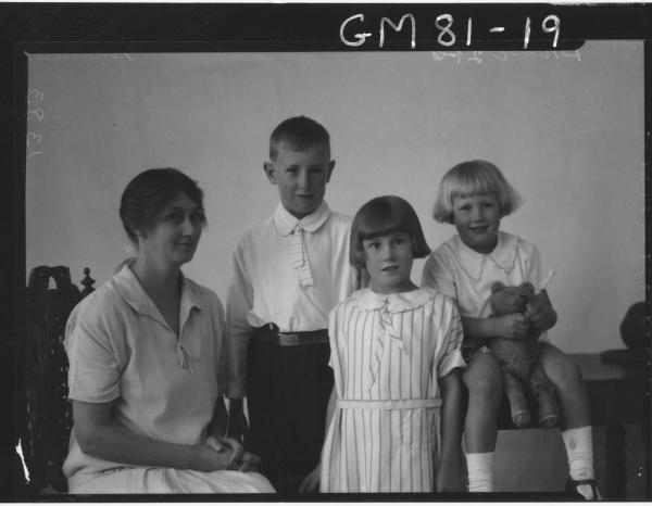 PORTRAIT OF WOMAN AND THREE CHILDREN, BROWN