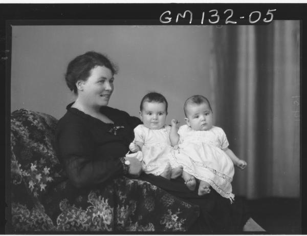 Portrait of woman and two babies 'Dalton'