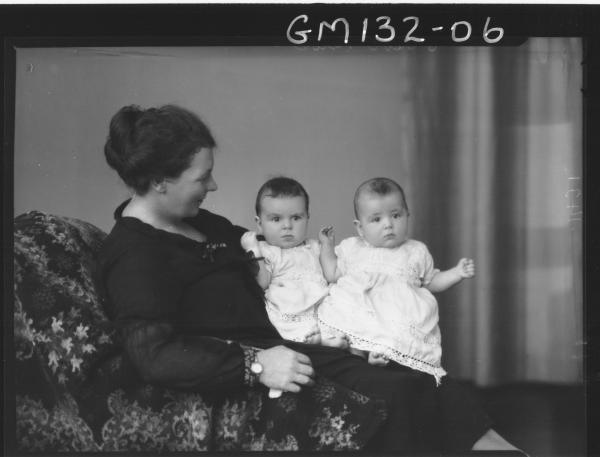 Portrait of woman and two babies 'Dalton'