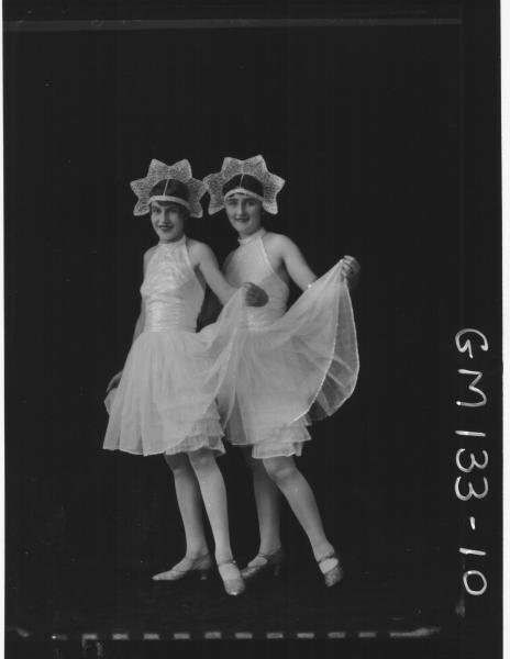 Portrait of two girls, fancy dressed, 'Young' & 'Bebbbington'