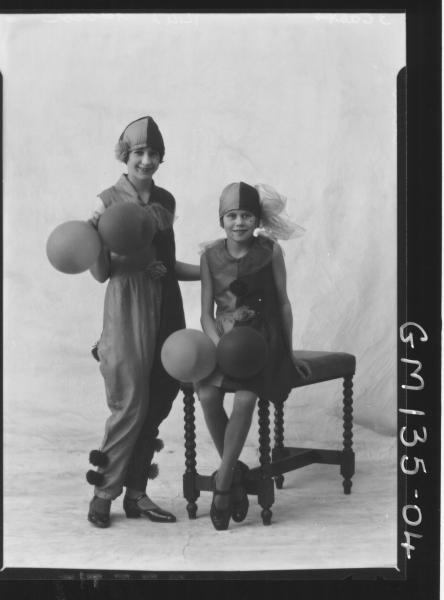 Portrait of two girls, fancy dress, 'Abbed'