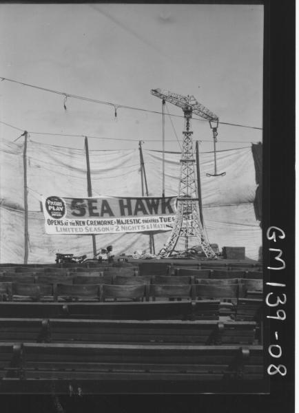 Crane setting up stage for Sea Hawk at Gremorne Theatre