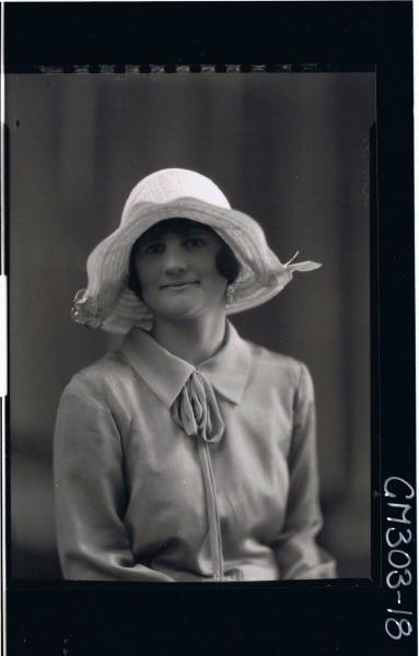 H/S Portrait of woman wearing hat; 'Smith'