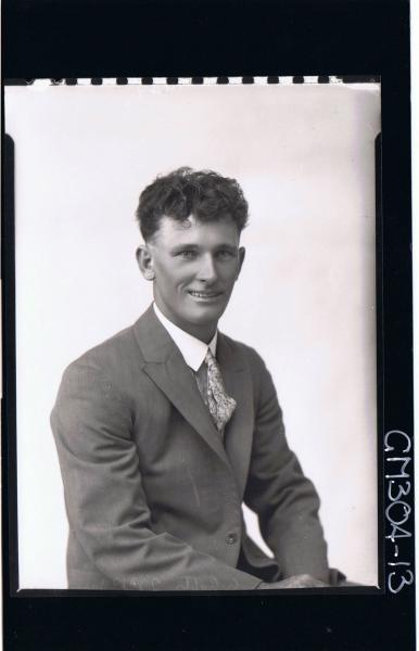 H/S portrait of man seated, wearing jacket, shirt & tie; 'Smith'