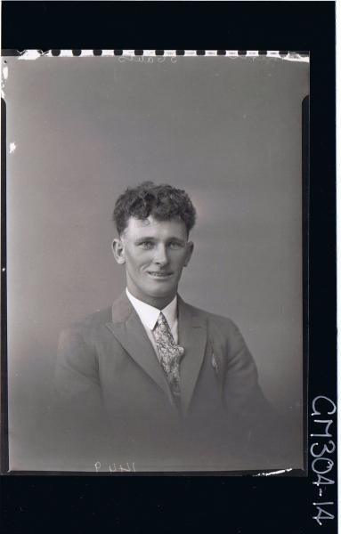 H/S Portrait of man wearing jacket, shirt and tie; 'Smith'
