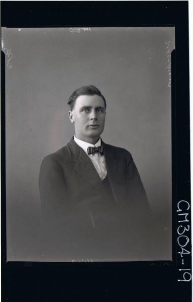 H/S Portrait of man wearing three piece suit, bow-tie. 'Simpson'
