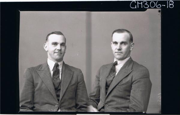 Two H/S Portraits of man wearing shirt, jacket & tie 'M. C. Ville'