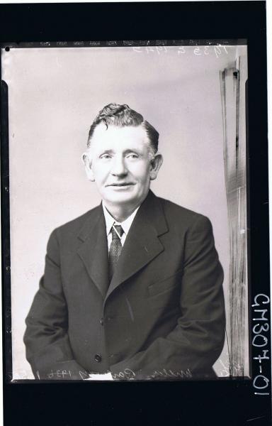 1/2 Portrait of elderly man wearing shirt, tie, jacket, Miller Railway, 1935. E. 1945
