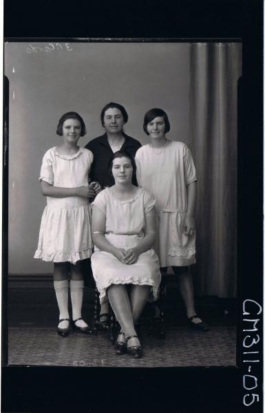 F/L Portrait of woman seated,woman standing both wearing knee length dress, teenage girl, H/S elderly lady; 'Neilson'