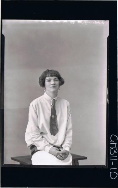 1/2 Portrait of teenage girl seated wearing dress with tie, 'Medcalfe'