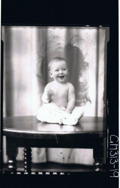 F/L Portrait of baby seated on table 'Weedon'