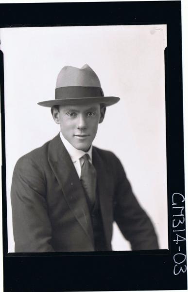 1/2 Portrait of young man wearing three piece suit, hat 'Scott'