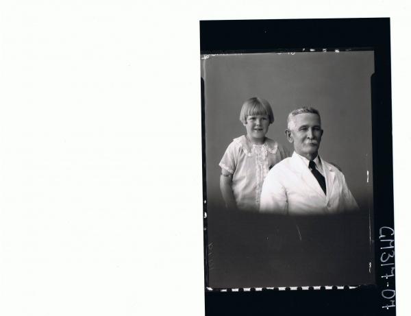 1/2 Portrait of man wearing shirt,tie and jacket, girl wearing dress with lace trim. 'Henry'