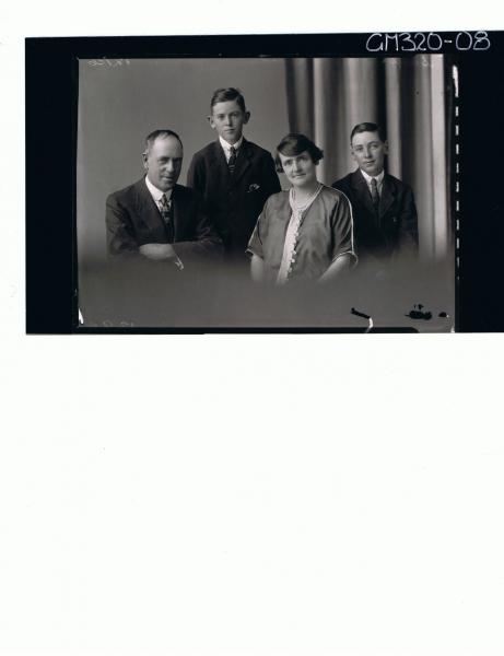 1/2 Family portrait of elderly man, wearing suit, elderly woman, teenage boy standing 'Smith'