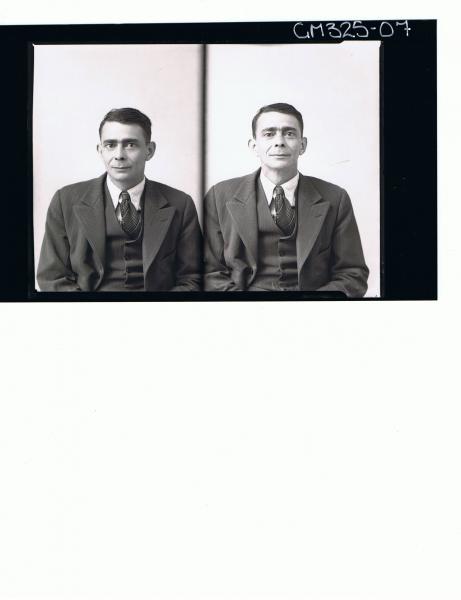 Two 1/2 Portraits of man wearing three piece suit; 'Leeoman'