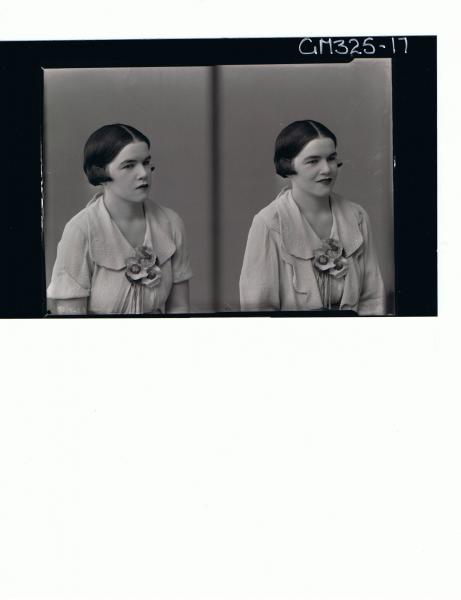Two H/S Portraits of woman wearing day dress; 'Lawlers'