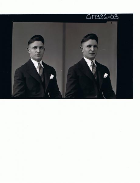 Two 1/2 Portraits of man wearing three piece suit; 'Martin'