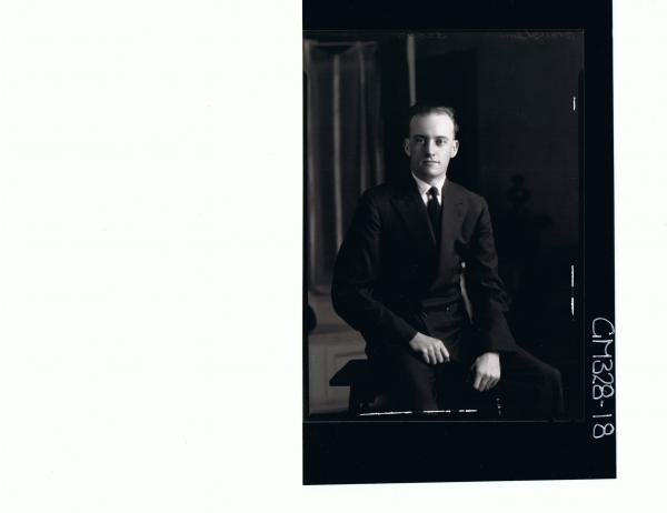 3/4 Portrait of man seated, wearing suit; 'Braughton'