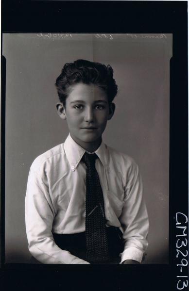 1/2 Portrait of boy wearing shirt and tie; 'Bennett'