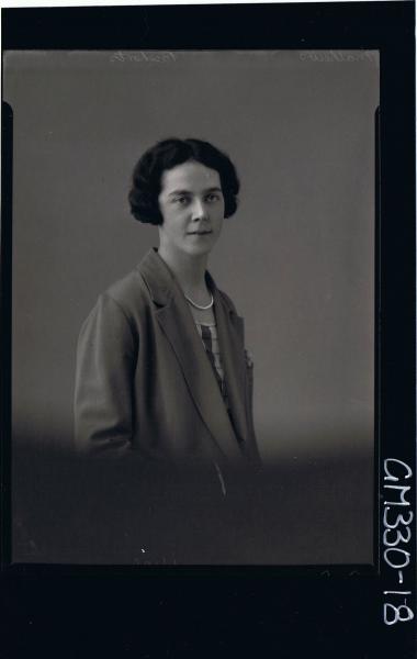 H/S Portrait of woman wearing jacket over dress, (passport) 'Mathews'