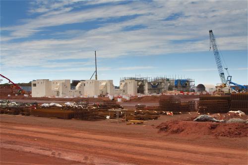 View across building site of a new mine.