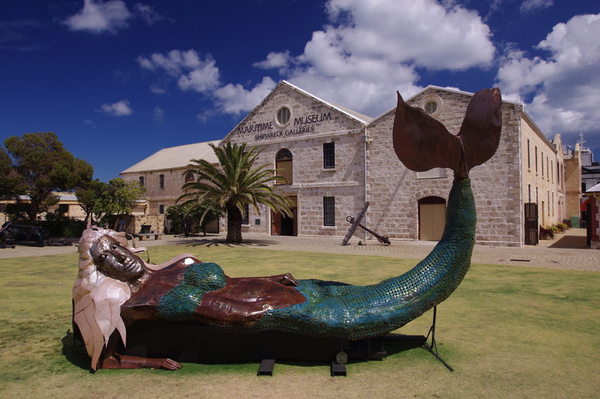 A mermaid art installation visits the Shipwreck Galleries - Photo by Pat Baker