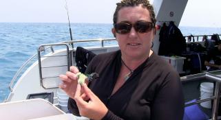 Zoe Richards talking about the corals onboard the Kimberley Quest