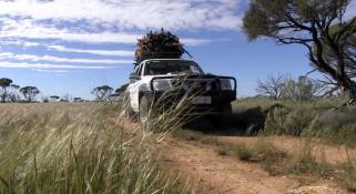 An all-wheel drive car going through the Nullarbor outback