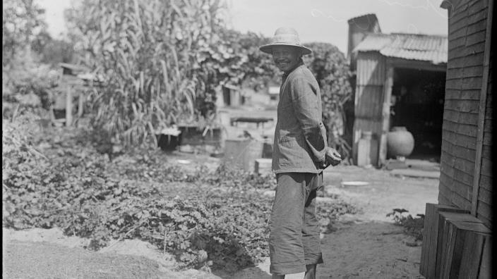 Black and White photo of a Chinese Market Gardener