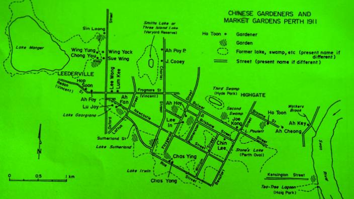 Technical map of the Perth Chinese Market Gardens 