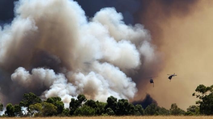 Water bombers douse a bushfire in Banjup last year.