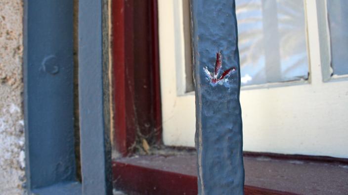 Broad Arrows in the window bars of the WA Shipwrecks Museum