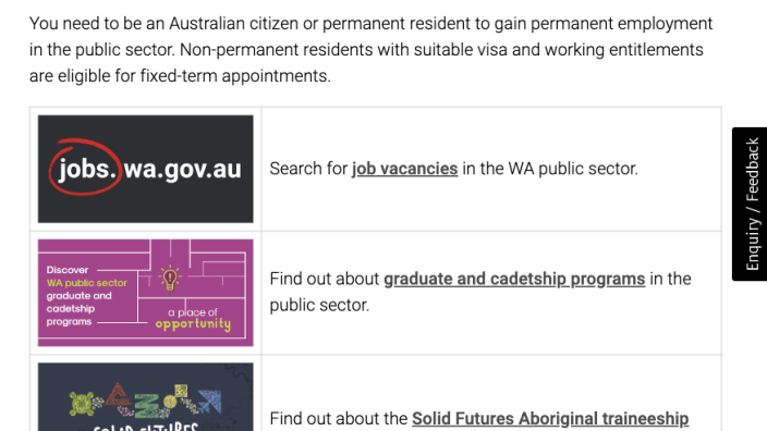 Image of the WA jobs website