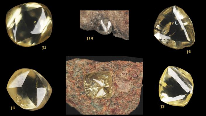 A series of yellow diamons from the Ellendale diamond collection 