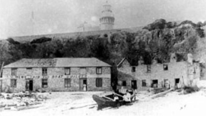 Mews boatyard, bathers bay as seen in the late 19th century