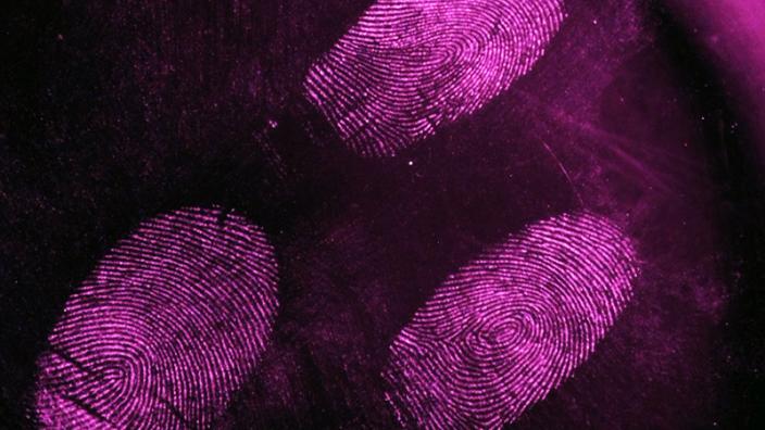 Fingerprints on a glass surface