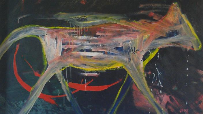 Abstract painting of a dog