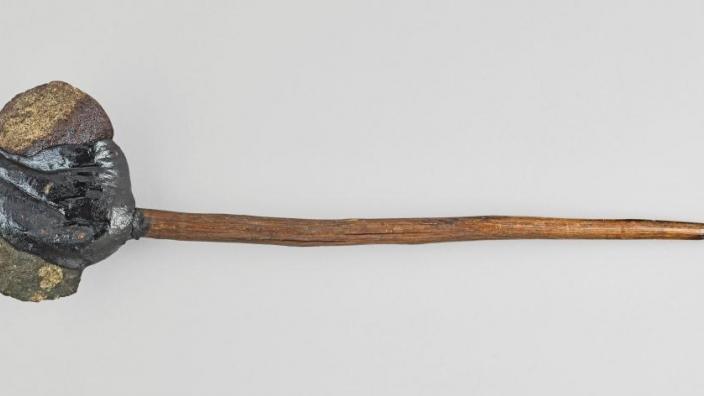 Axe (kodj). Wood, stone, resin. King George Sound, Albany, c. 1830s From Yurlmun Mia Boodja exhibition