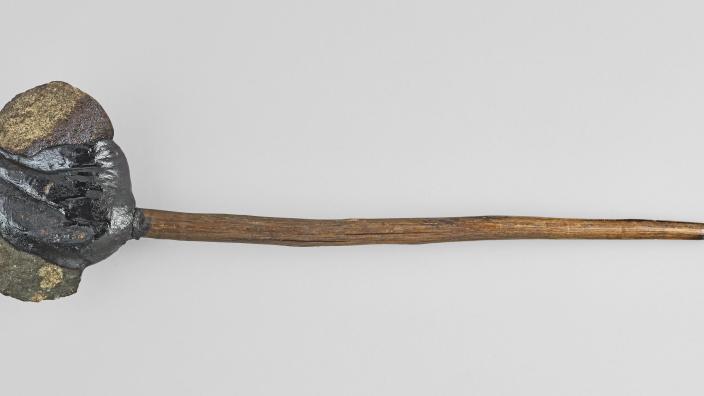 Circa 1830s axe made from wood, stone and resin